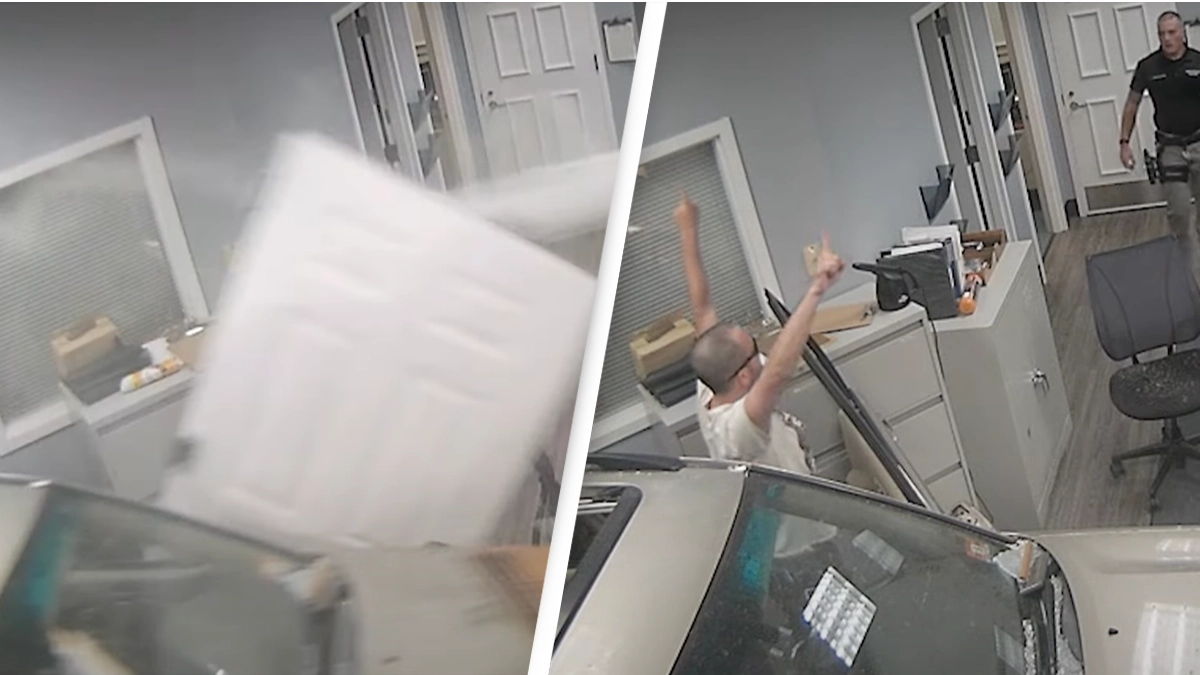Man deliberately crashes car into police station while blasting Guns N' Roses