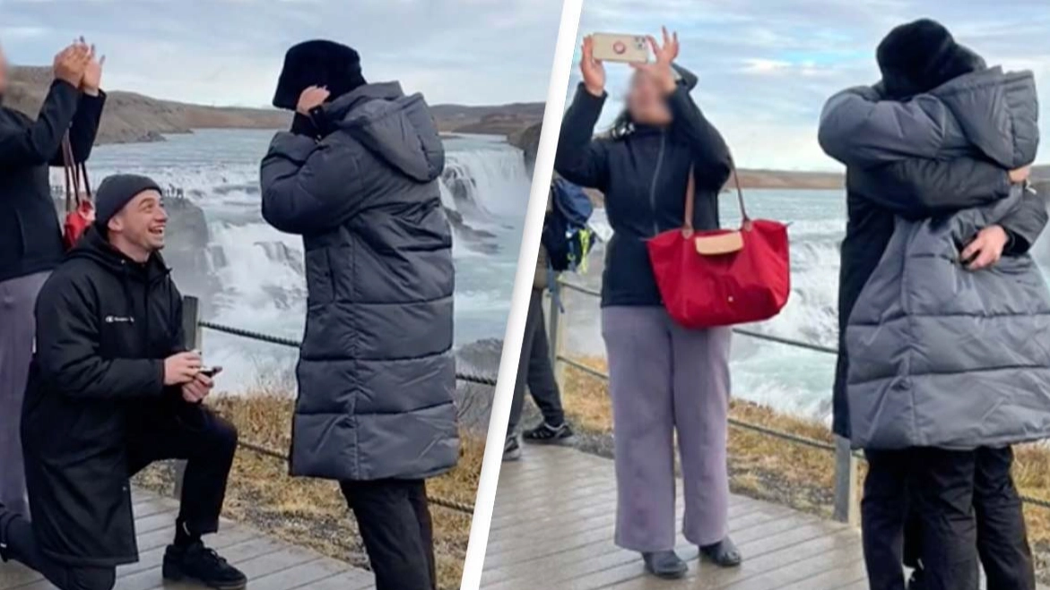 Tourist slammed for crashing couple's proposal video