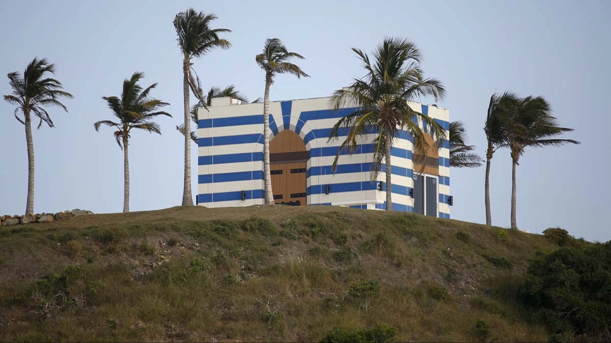 Epstein files explain purpose of blue striped building on his island