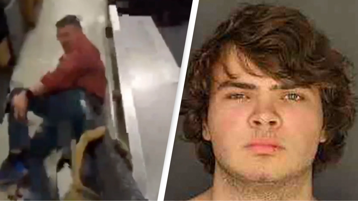 Chilling moment racist mass murdering Buffalo shooter spares white man and says 'sorry'