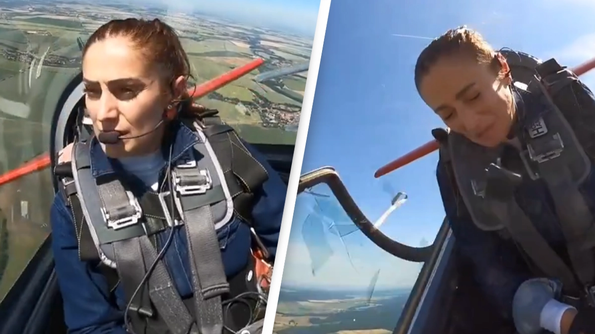Terrifying moment pilot's canopy suddenly opens mid-flight