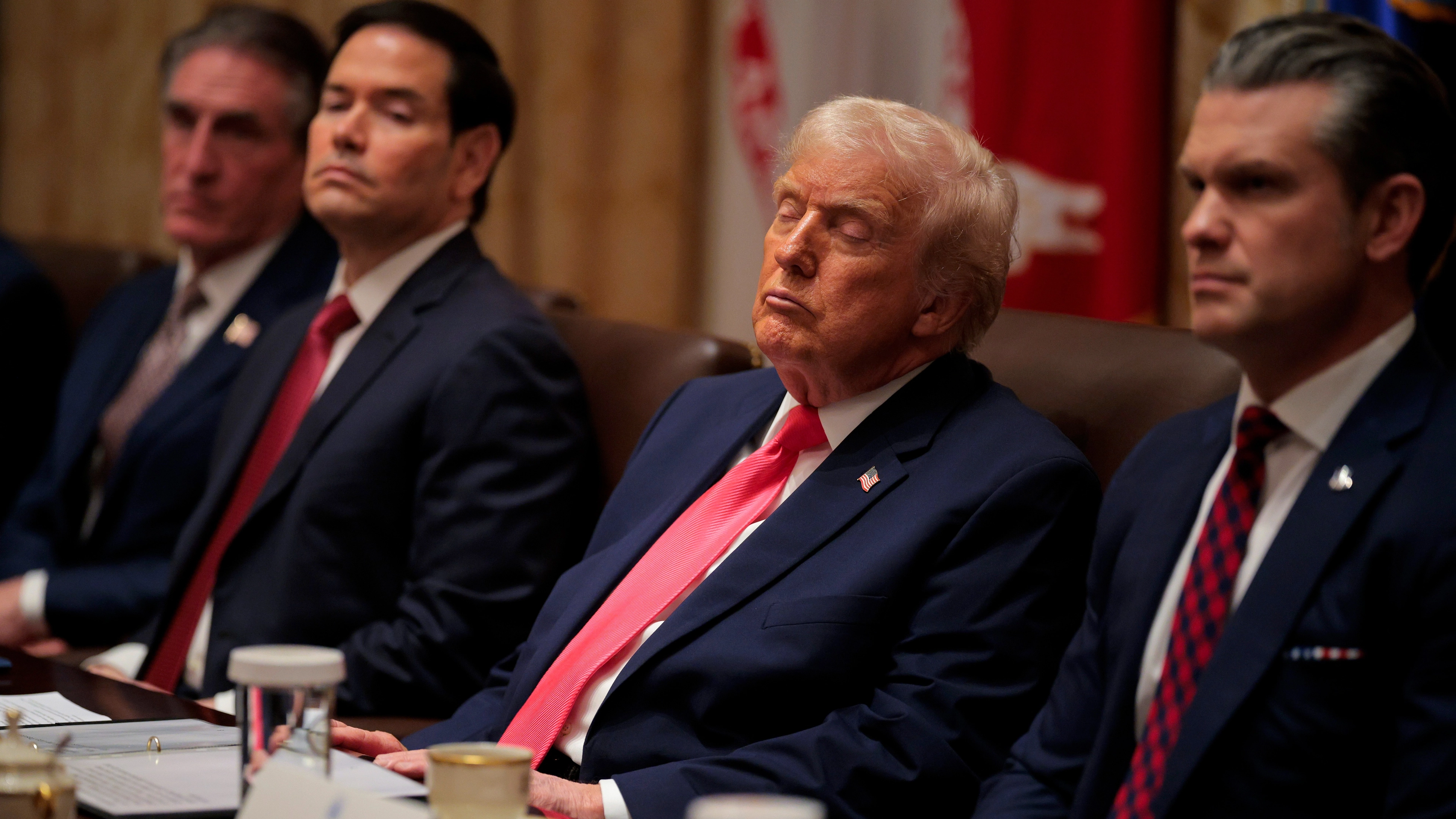 Donald Trump branded ‘commander in sleep’ after appearing to fall asleep in cabinet meeting 