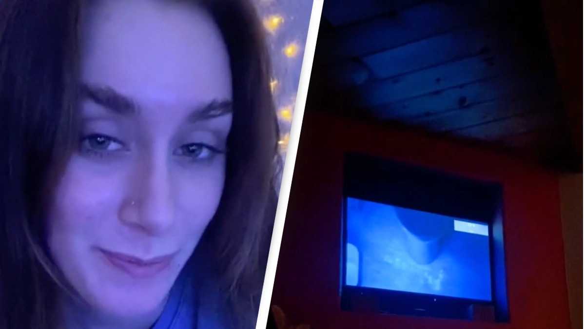 Hotel TV satellite picks up a disturbing 'crotch shot' camera angle of a 'hotel toilet' leading woman to call police
