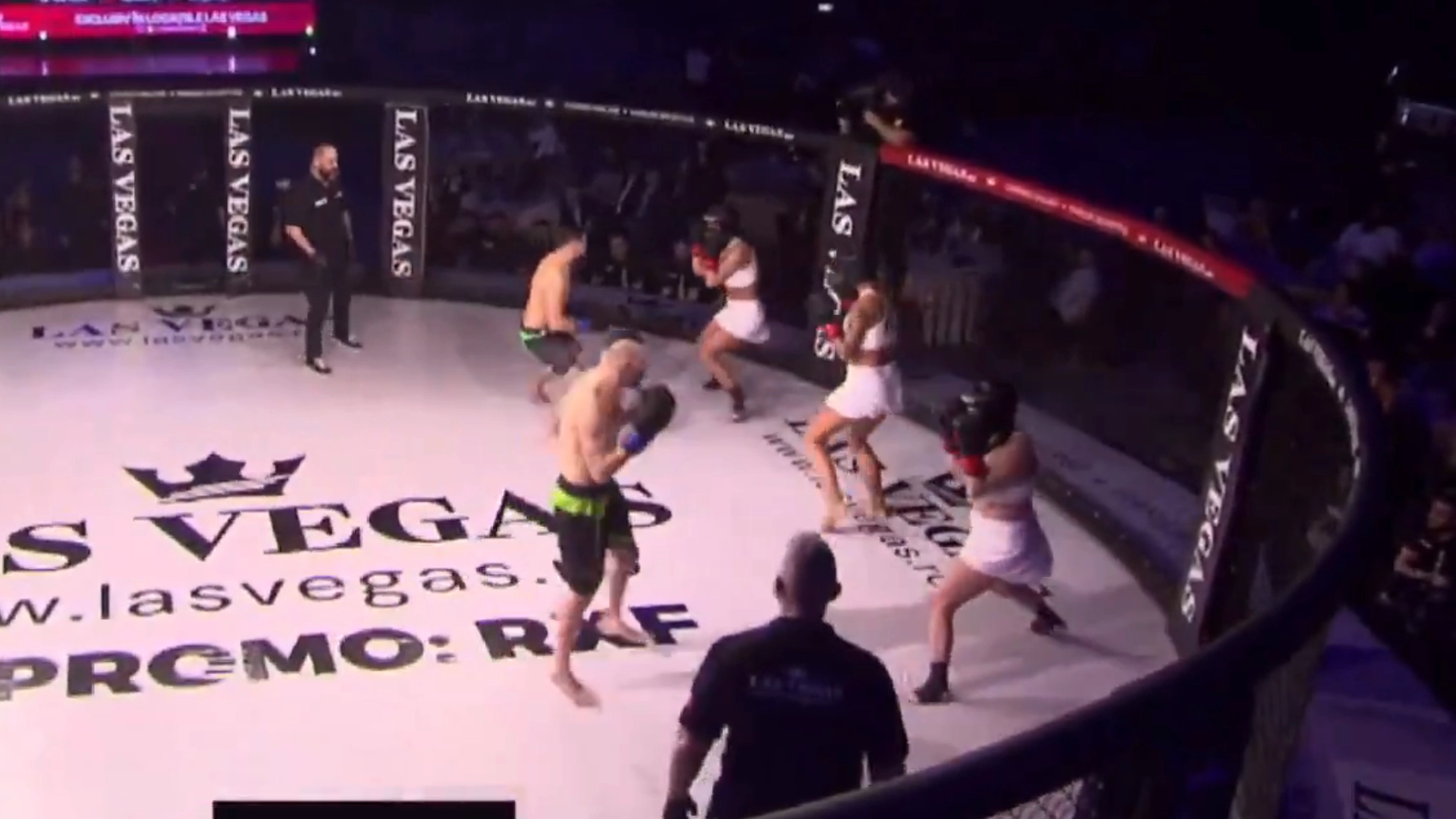 Fury over 'sick' MMA fight as three female Insta and OnlyFans models take on two male fighters