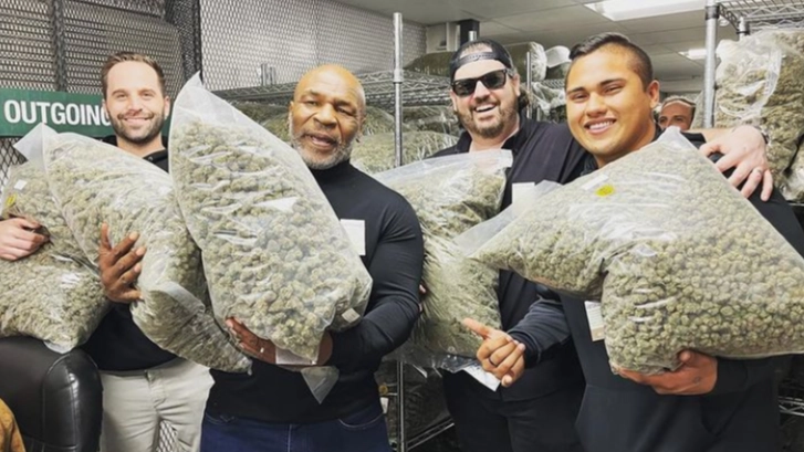 Mike Tyson Poses With Huge Bags Of Weed