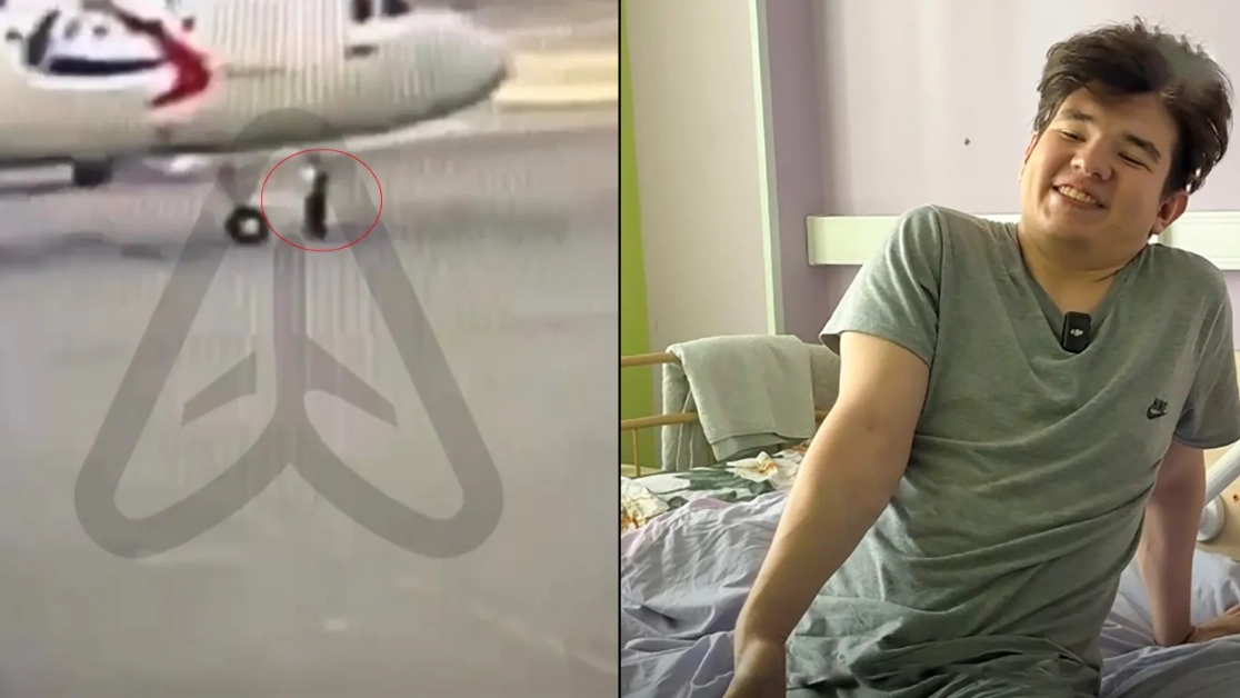 Horrifying moment man is left with life-changing injuries after being run over by aeroplane