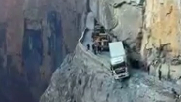 Terrifying Video Shows Lorry Dangle Off 330Ft Cliff After GPS Takes It Up Mountain Road