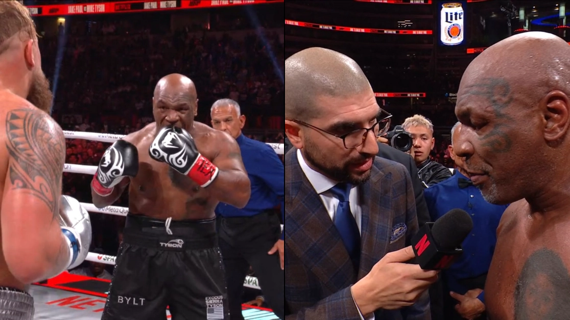 Mike Tyson addresses why he kept biting glove during Jake Paul fight