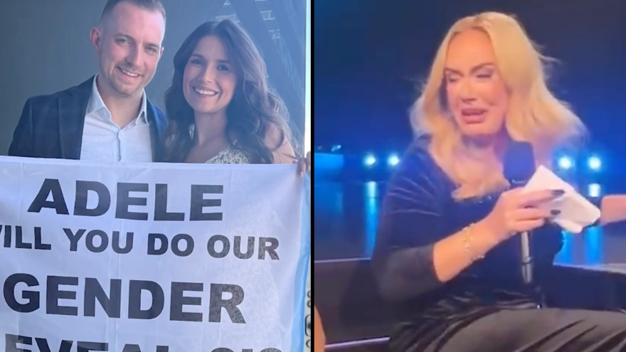 Adele bursts into tears as she reveals the sex of a couple’s unborn baby