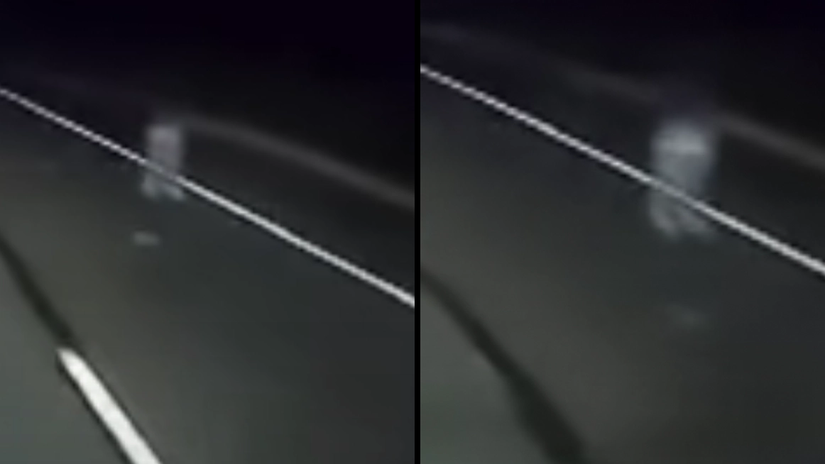 Eerie 'ghost' hitch-hiker spotted by drive in chilling dashcam footage