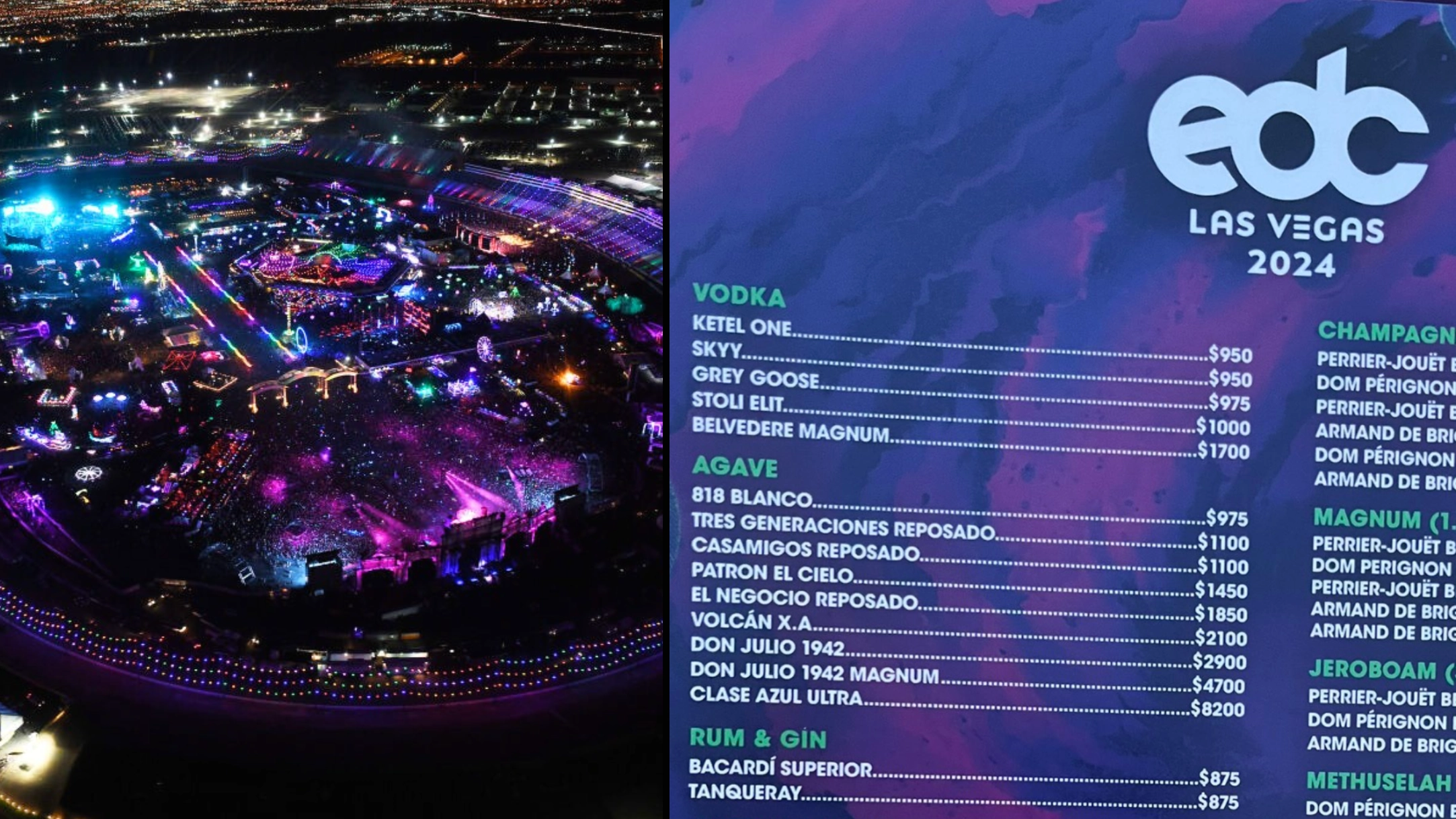 Full list of prices at Las Vegas dance festival where it costs $1,000 for a vodka