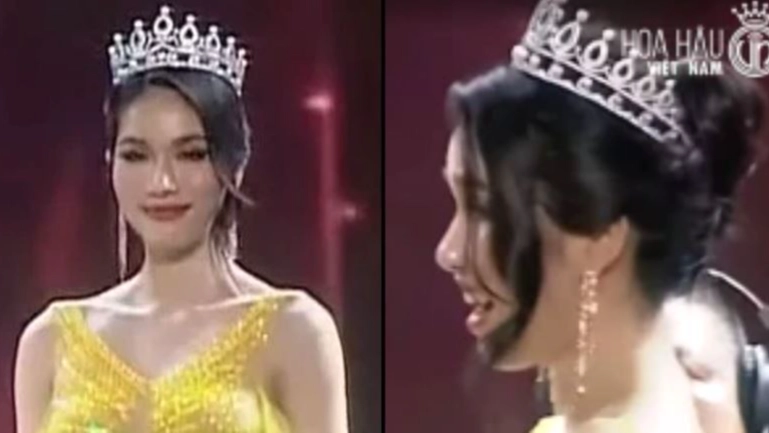 Beauty queen shocks viewers after wearing yellow dress which appears to be see through under a light