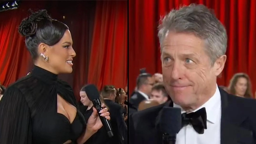 Ashley Graham reacts to awkward Hugh Grant Oscars interview