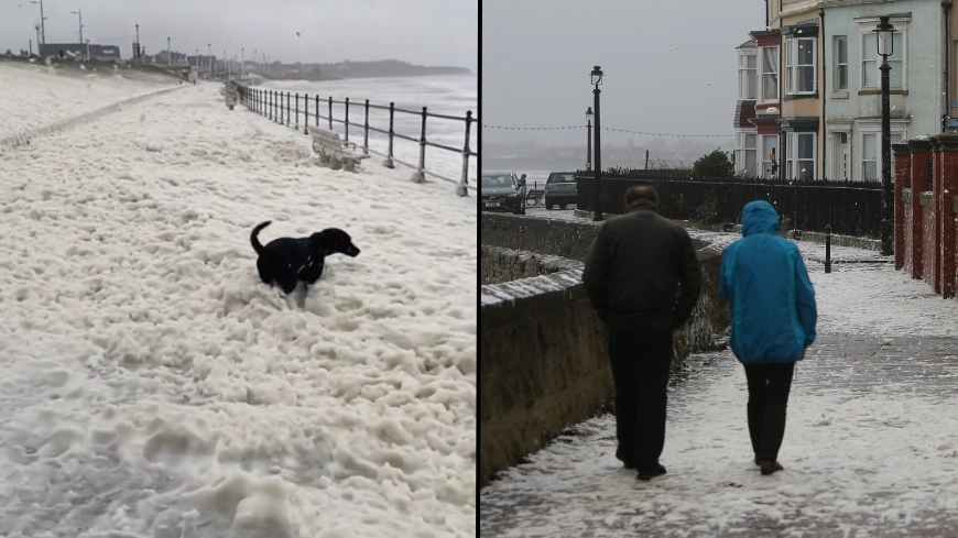 The reason towns are covered in inches of foam after Storm Babet hits