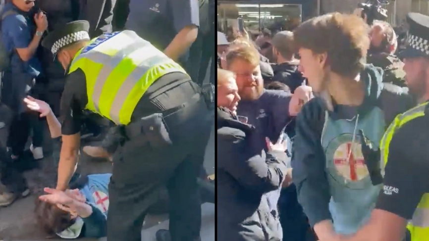 Scottish police arrest three including man wearing Australian football jumper at Queen's memorial