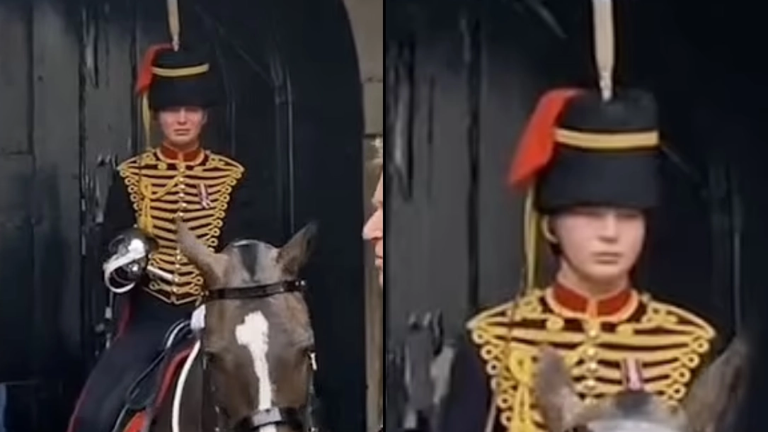 Emotional moment King's Guard breaks protocol and bursts into tears despite being on duty