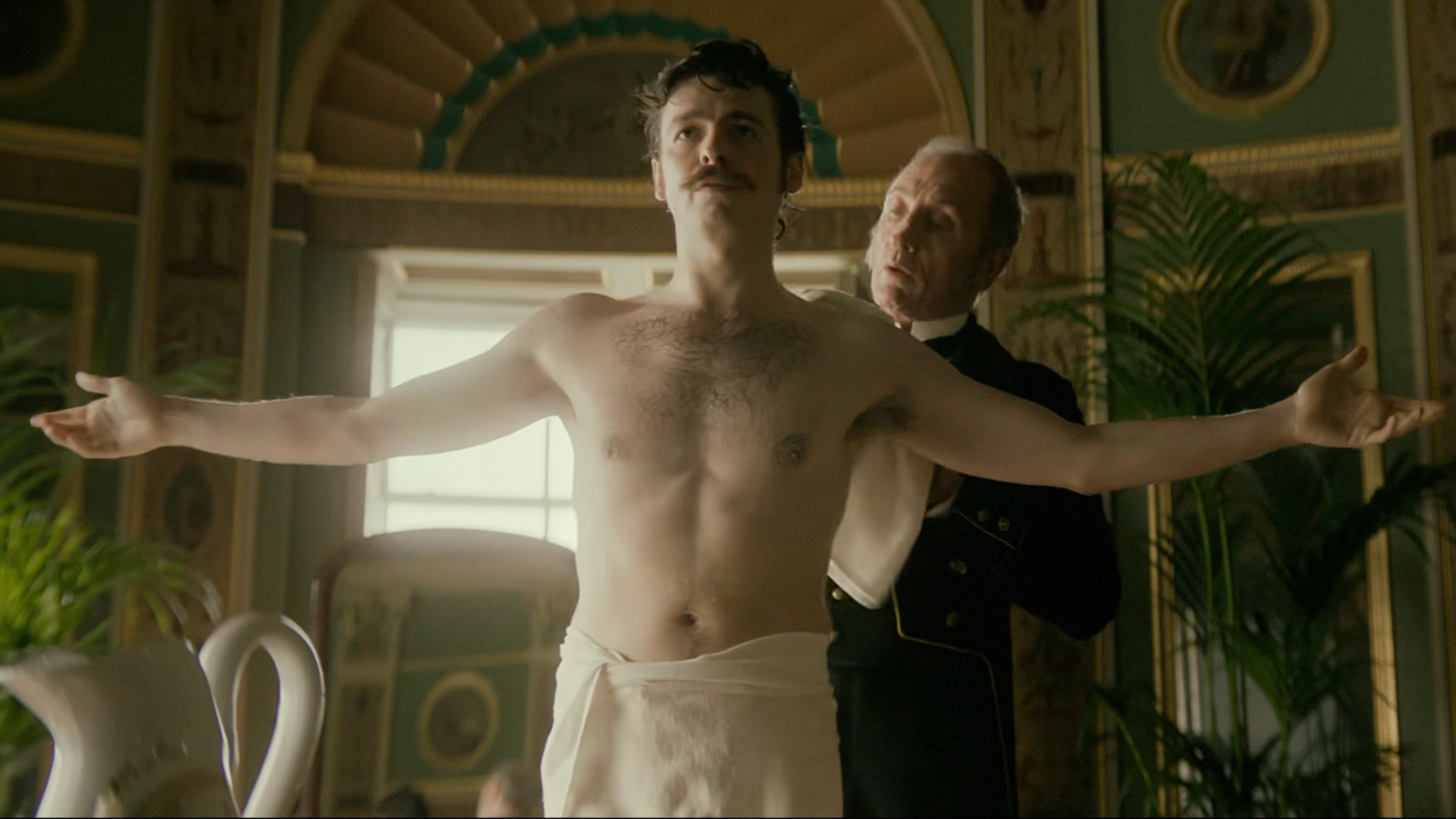 House of Guinness actor refused to wear prosthetic for shocking full frontal bath scene
