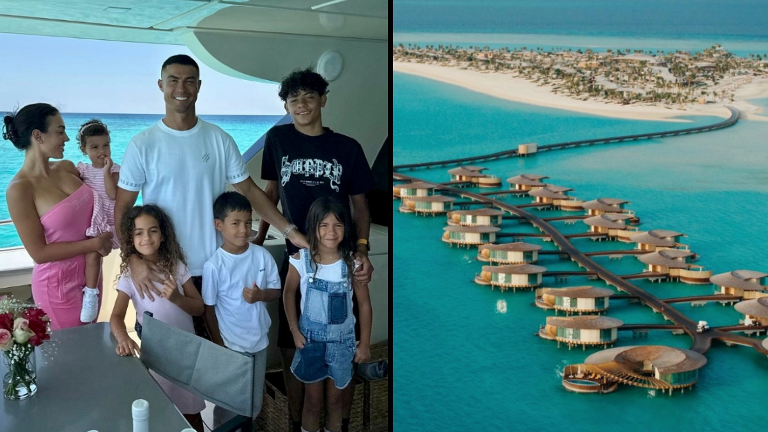 Cristiano Ronaldo has been staying in a £10k a night hotel you can only get to by boat or plane