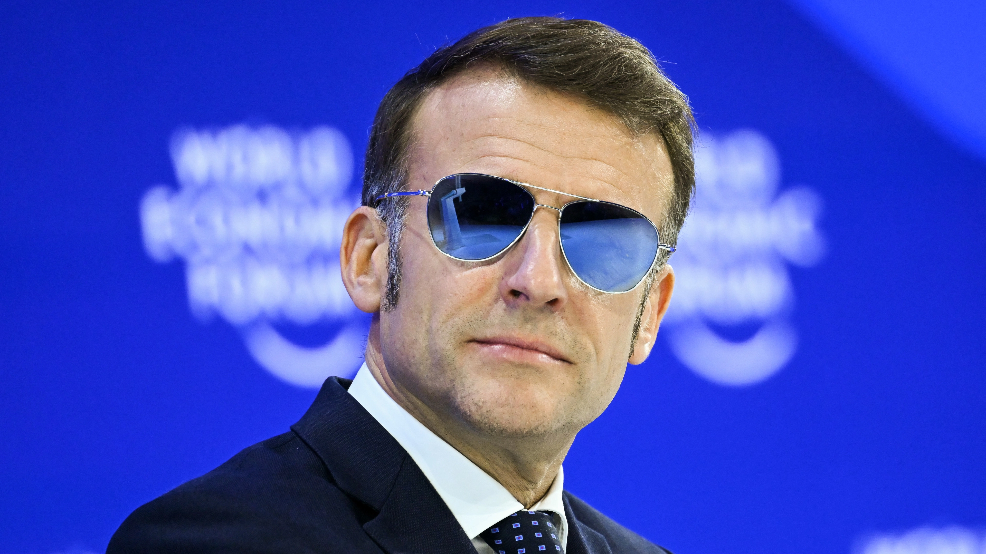 Real reason Emmanuel Macron wore sunglasses inside during Davos speech