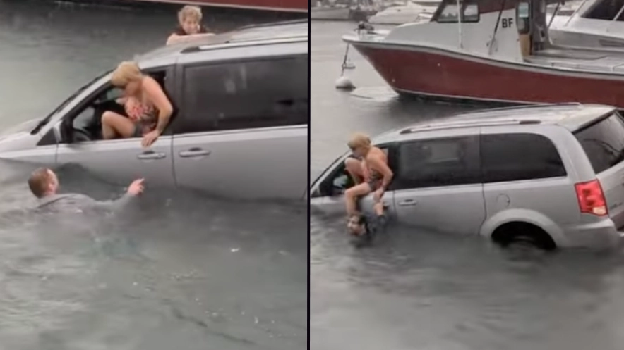 Tourists rescued after following GPS directions straight into sea