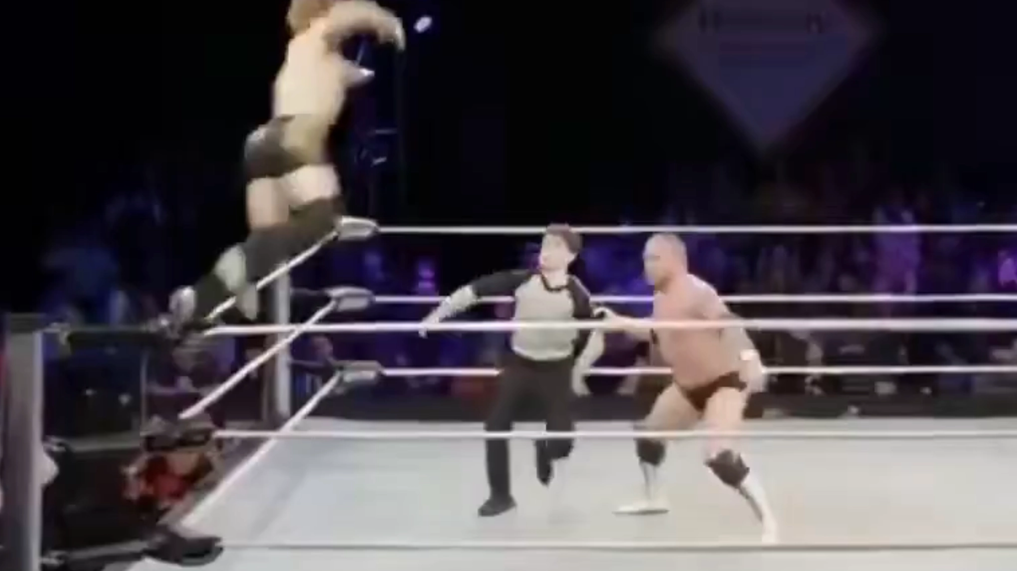 Horrific moment referee suffers medical emergency in ring as wrestlers kick him out way to perform