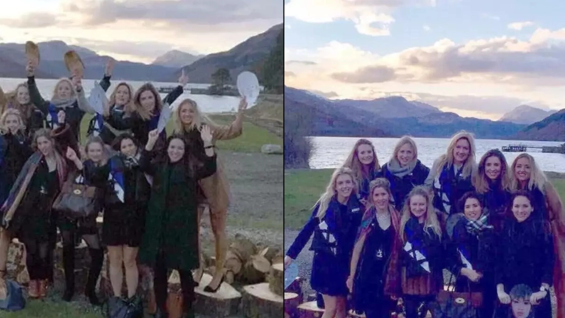 Terrifying detail hen party spotted in image after taking photos seconds apart