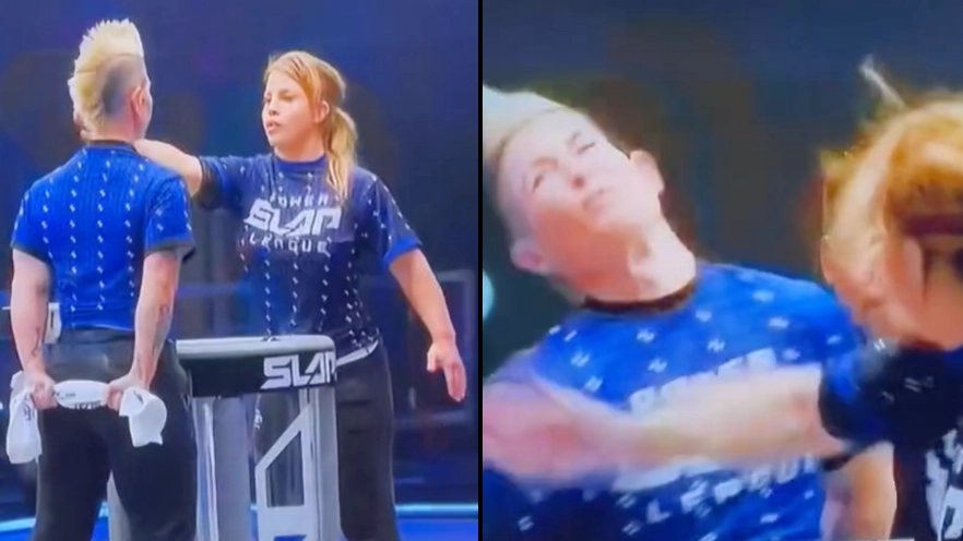 Woman lands brutal slap at slapping championship