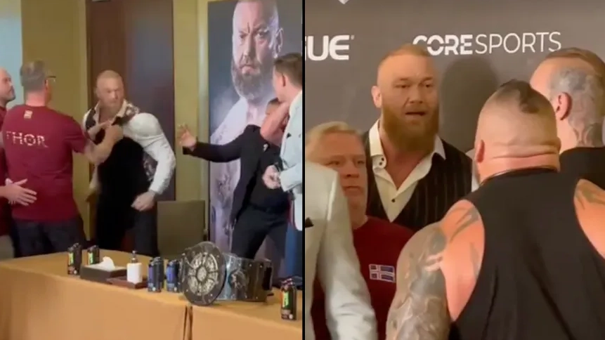 Thor Throws Bottle After Eddie Hall Makes Comment About His Mum At Press Conference