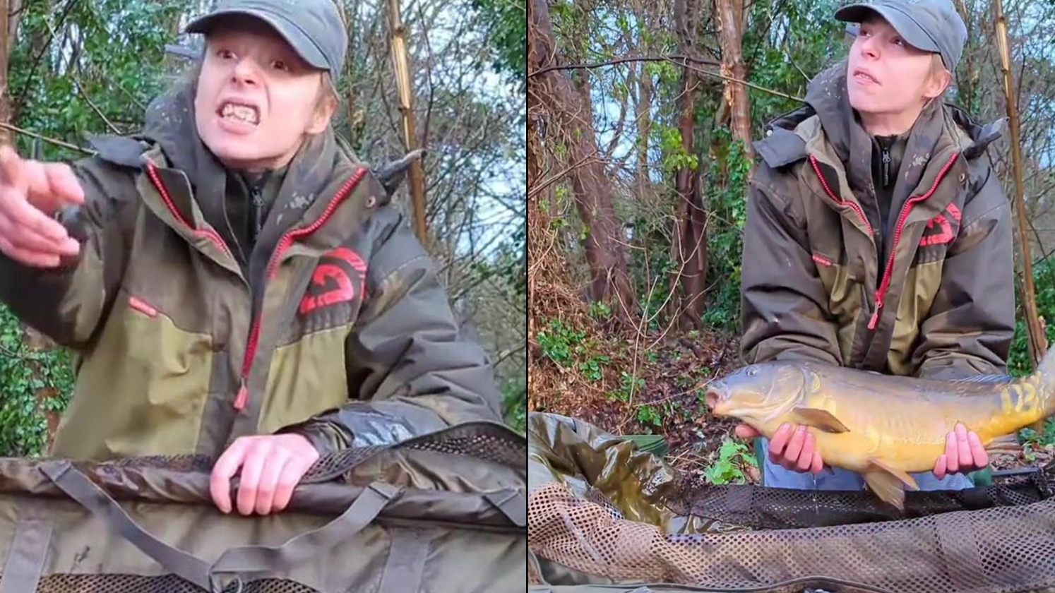 Animal rights activist calls for woman fishing to be 'drowned' in furious exchange