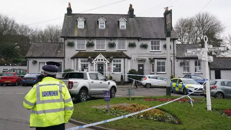 Woman shot dead at pub on Valentine's Day as police launch village manhunt