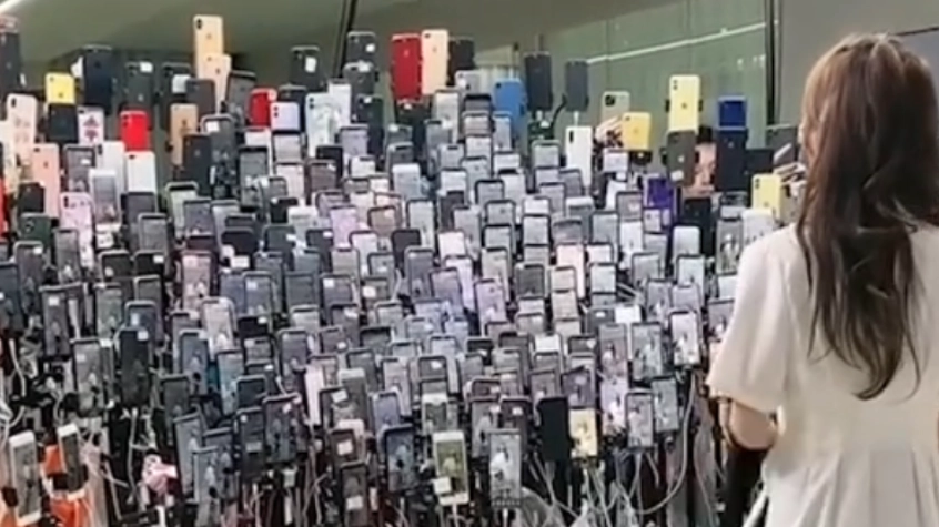 People baffled seeing Chinese influencer using ‘hundreds’ of phones to livestream herself at exact same time