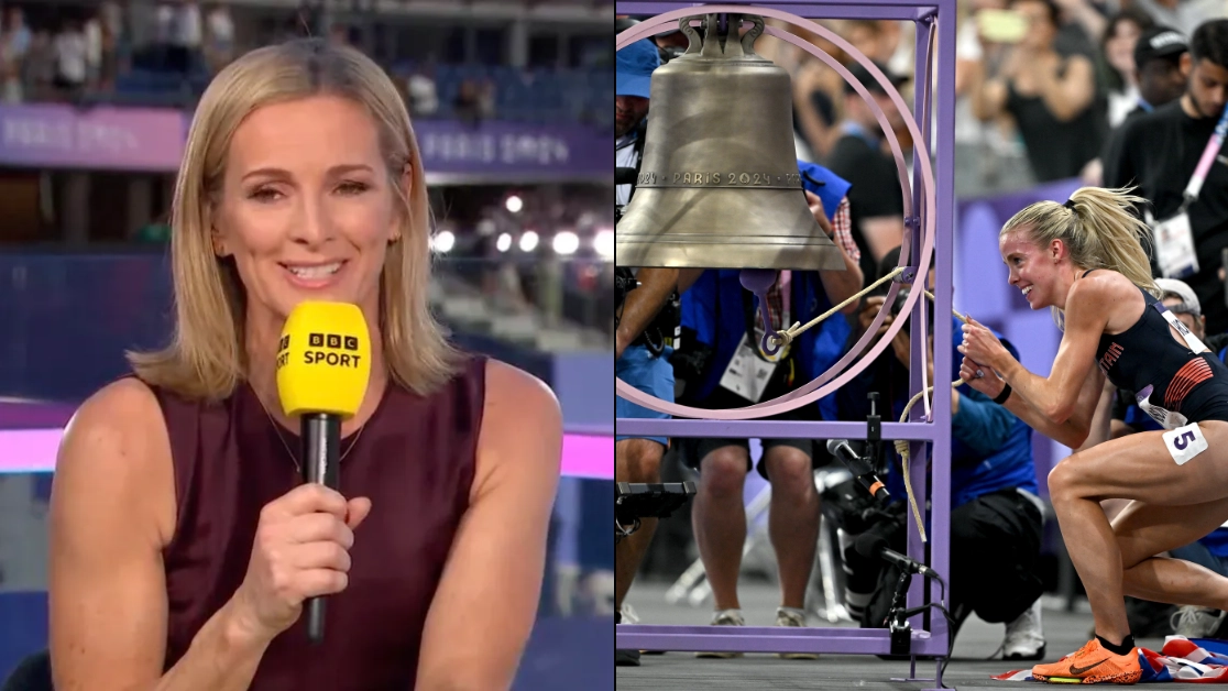 Gabby Logan shares Olympic bell conspiracy theory and promises to 'investigate'
