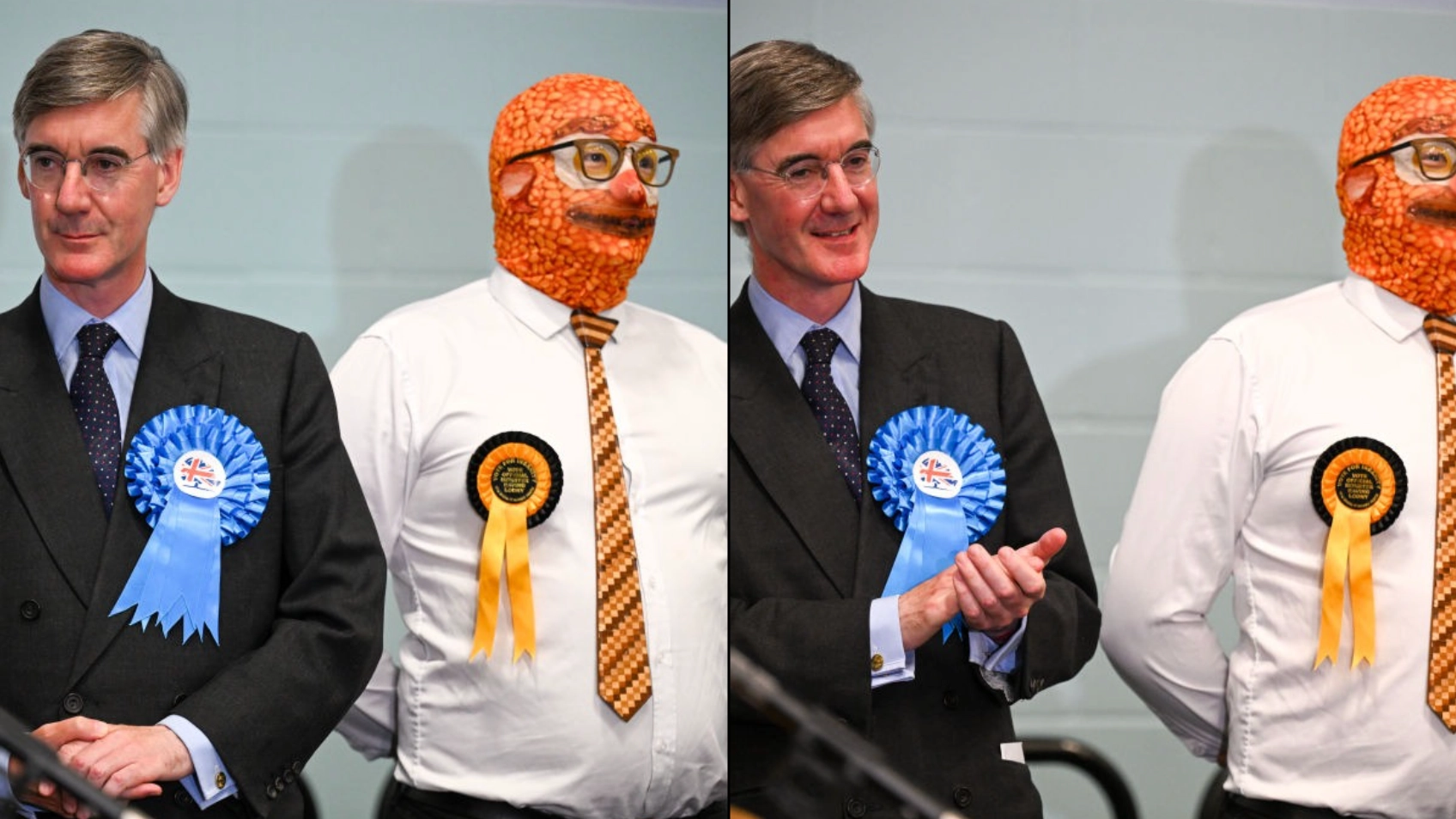 Jacob Rees-Mogg loses seat next to man wearing baked beans balaclava