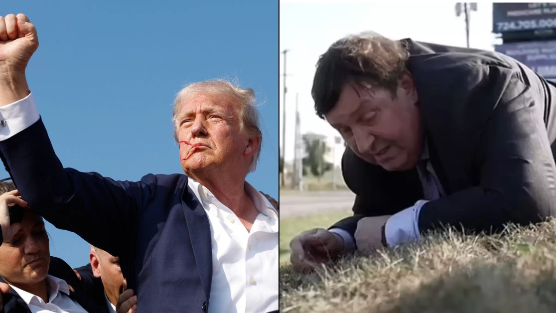 People left baffled by BBC reporter lying on ground after Trump assassination attempt