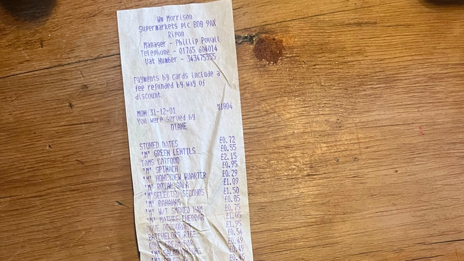 Man found Morrisons receipt from 2001 and people 'can't believe' how much it would cost now