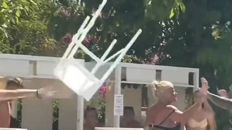 Footballer 'knocks woman out with chair' in brutal Ibiza brawl
