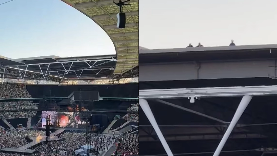 Taylor Swift fans left gobsmacked as figures spotted dancing on top of Wembley Stadium