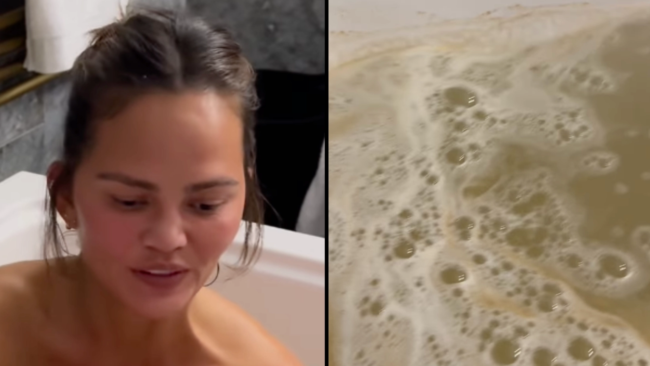 Chrissy Teigen forced to defend herself after fans call out 'disgusting' detail in bath video