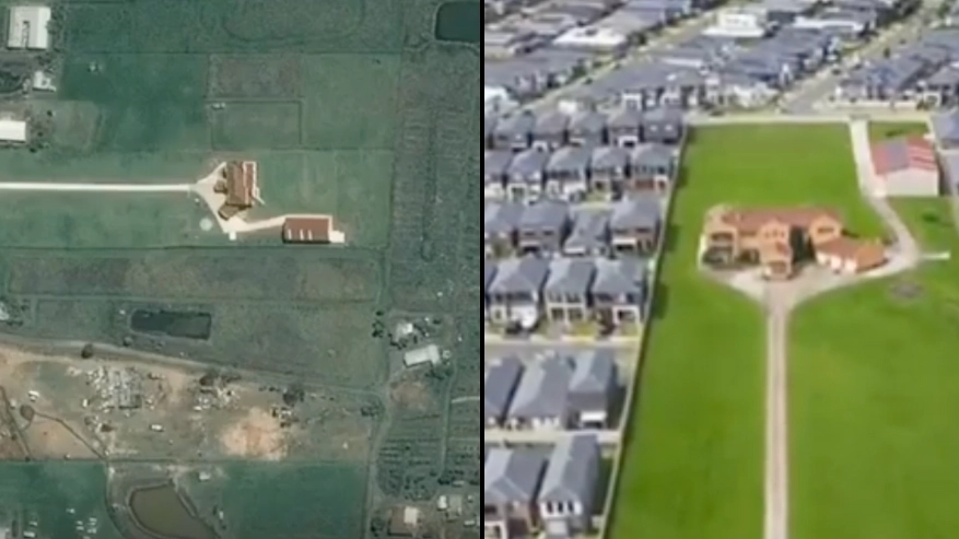 Incredible timelapse shows neighbourhood after ‘stubborn family’ rejected £25m offer to sell land