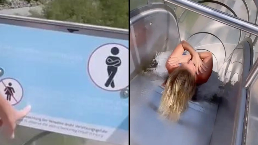 Why extreme water slide has 'no women' warning sign that world champion diver ignored