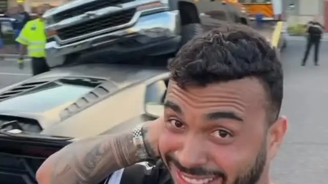 Brutal footage shows moment pickup truck crushes $250,000 Lamborghini with driver inside