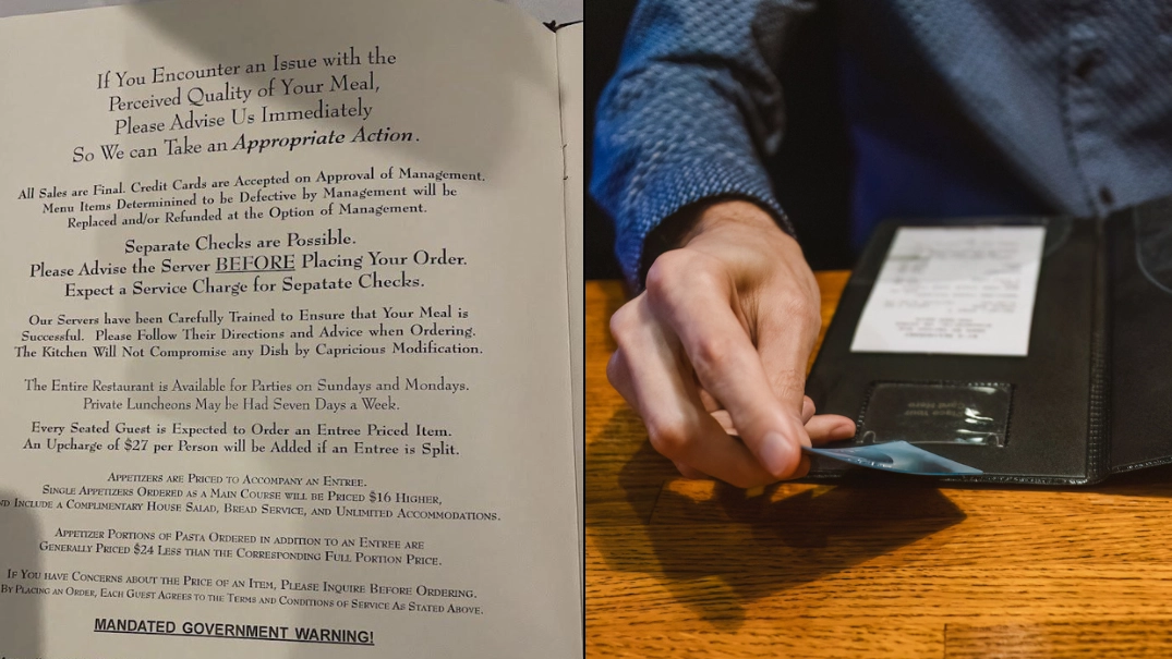 Restaurant slammed after adding massive charge to bill if customers share food