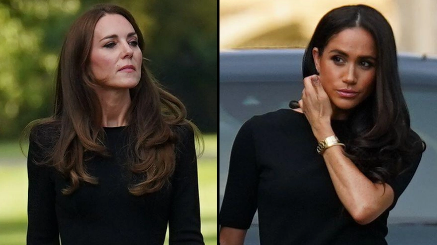 Meghan Markle, Kate travel in seperate cars as Harry and William walk side-by-side behind Queen's coffin
