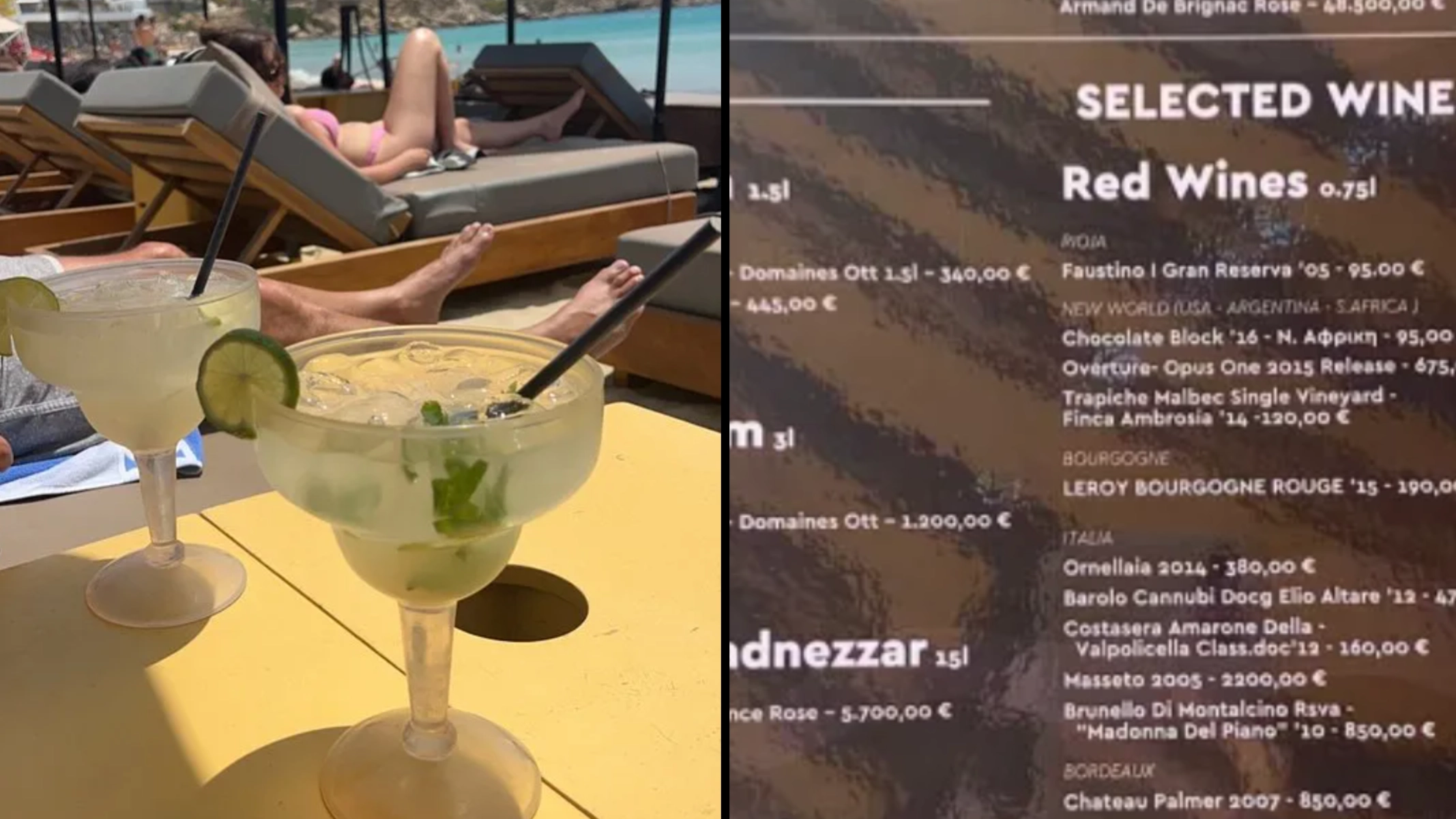 Tourists told they should 'check the menu' after being charged £690 for two drinks