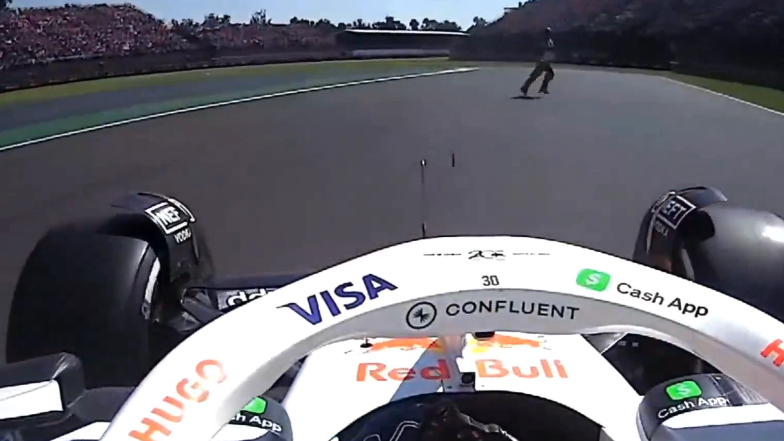 Terrifying moment F1 driver ‘almost kills’ marshals as they run across track