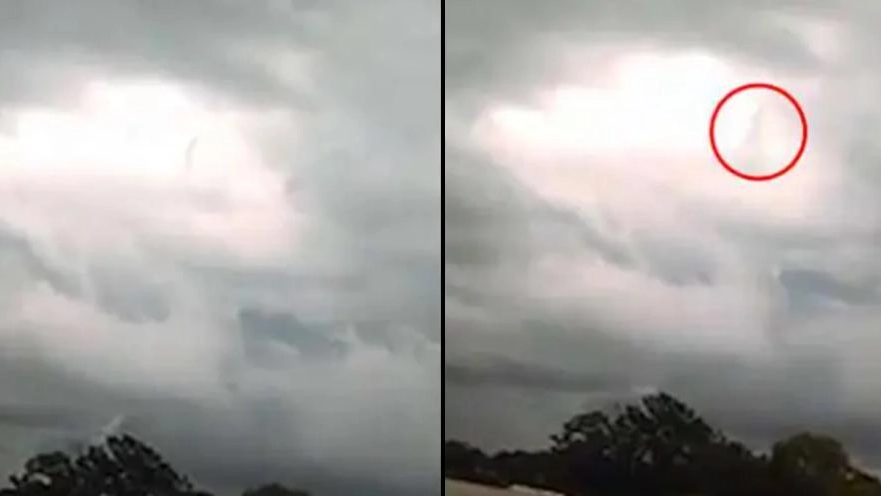 People think they can see a man walking through the clouds in incredible footage 