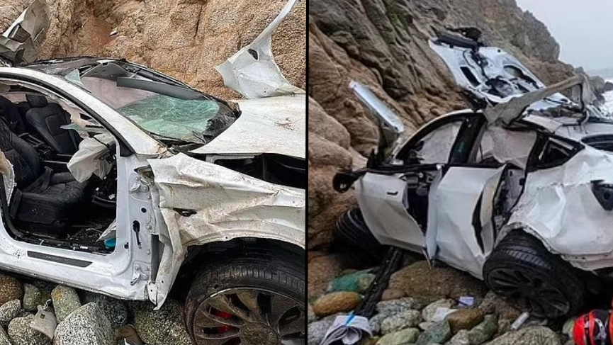 Four miraculously survive after Tesla plunges 250-feet off ‘Devil's Slide’ cliff