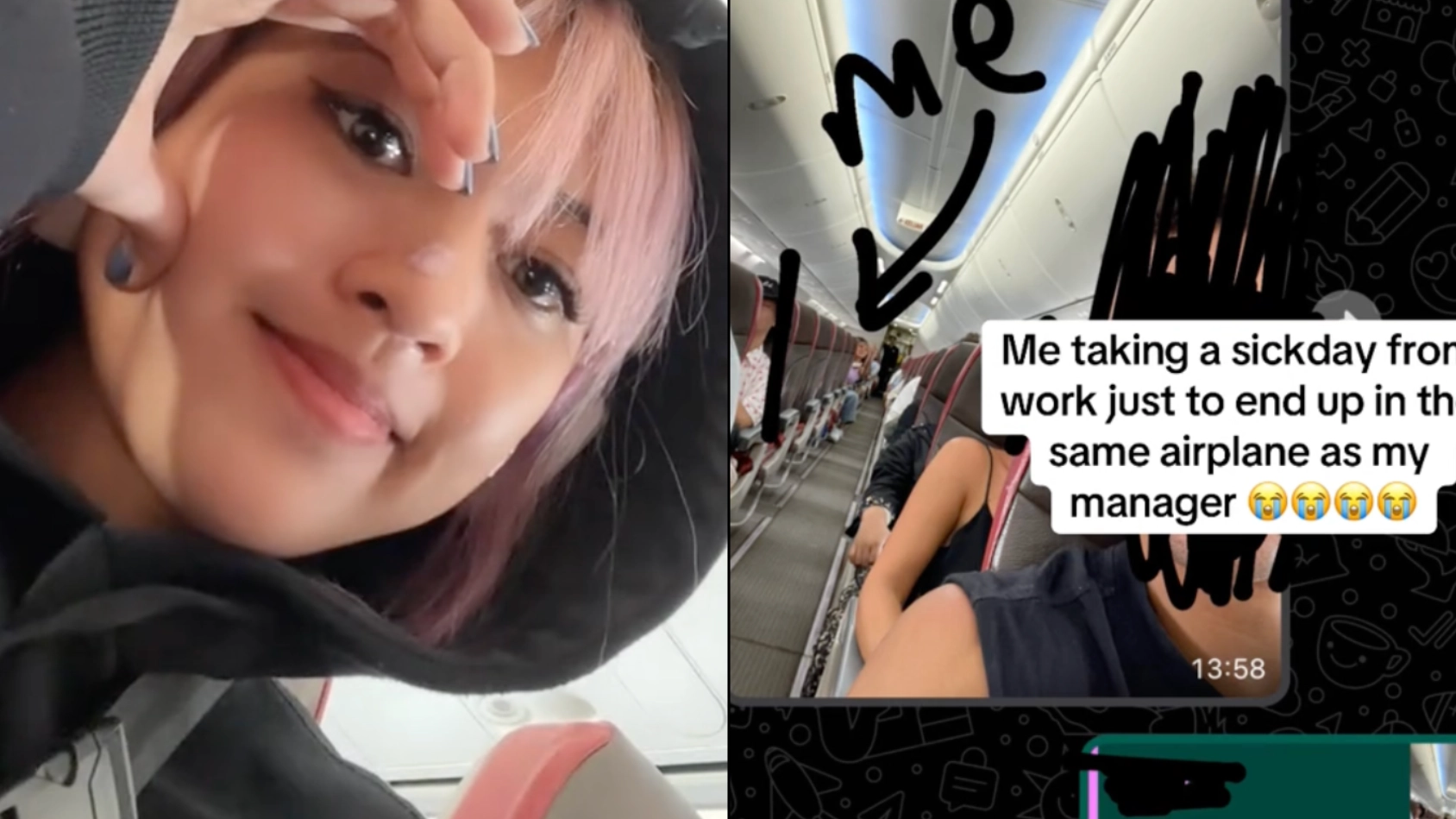 Mortified woman ends up on same plane as boss after taking sick day to catch flight