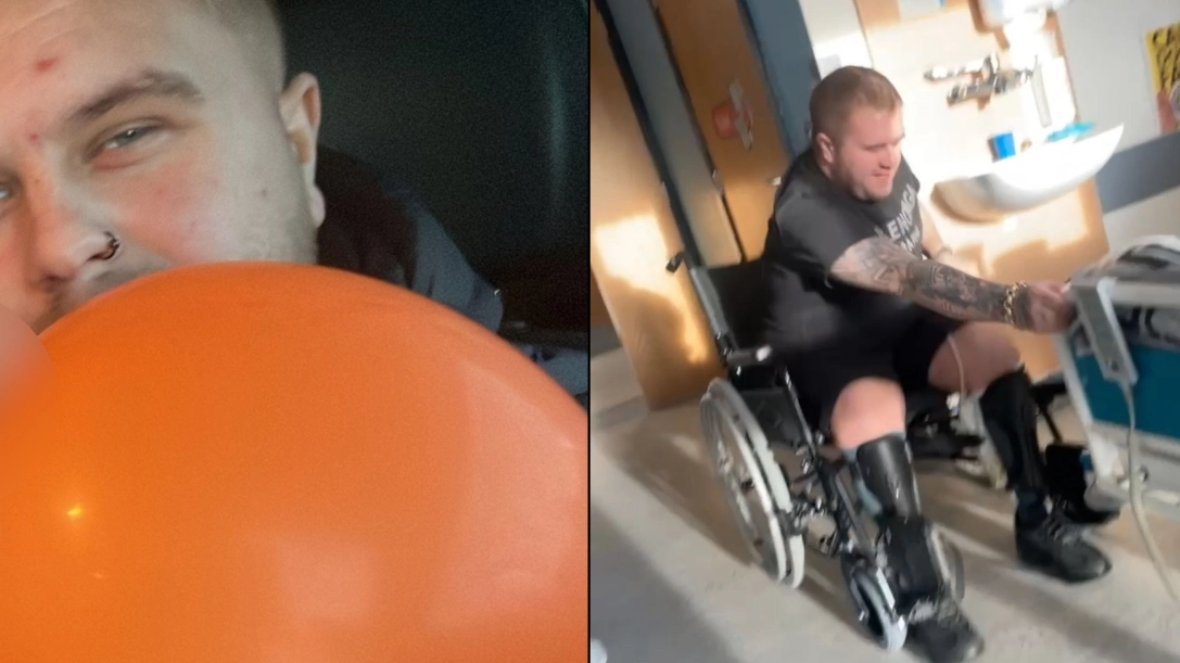 Man left permanently disabled with 'dinosaur hands' after inhaling up to 500 laughing gas balloons a week