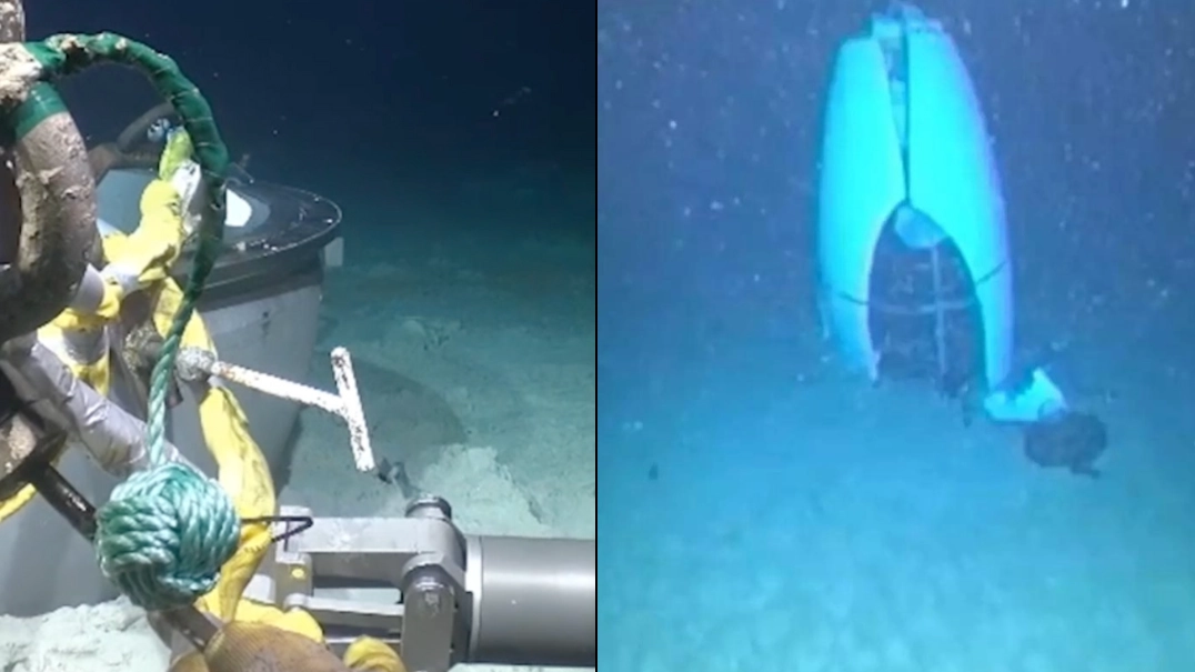 Eerie footage shows robot salvaging wreckage of Titan sub after it imploded killing all onboard